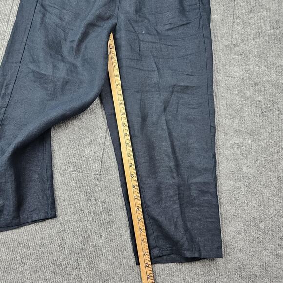 J Jill Love Linen Pants Womens Medium Navy Blue Pull On Elastic Waist Relaxed - Picture 3 of 6
